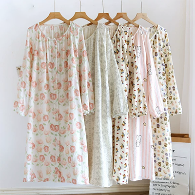 Váy ngủ nữ siêu dài mùa đông và dài đến mắt cá chân Váy ngủ nữ dài tay cotton mùa xuân thu đông phong cách hàn quốc mùa hè. - Đêm đầm