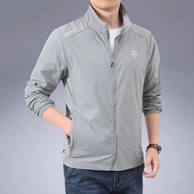 Áo chống nắng nam quần áo mỏng phần áo khoác nam mùa hè giản dị trung niên ngọn cha quần áo chống nắng siêu mỏng nam không có mũ trùm - Cao bồi