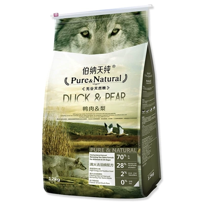 Bernardine Pure Dog Food Thực phẩm tươi Thực phẩm đầy đủ Thời gian cho chó Vịt Thịt lê 12kg Rõ ràng Lửa cho Nước mắt Công thức Thức ăn Golden Retriever Teddy - Chó Staples