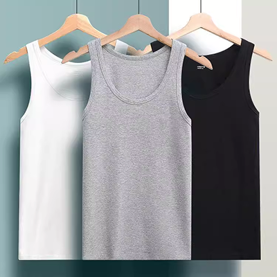 Nam cực áo vest nam tinh khiết cotton tự trồng trọt thể thao mặc bên trong thể dục thể thao mùa hè chạm đáy loại rào cản thủy triều trắng và đen - Áo vest