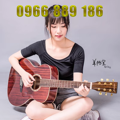 Tắc kè đầy đủ veneer guitar dân gian điện hộp gỗ gụ guitar gỗ 40 inch chơi sinh viên trưởng thành nhạc cụ nam và nữ - Nhạc cụ phương Tây