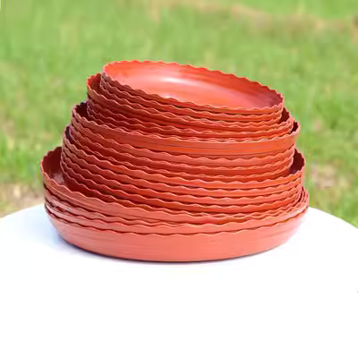 Bảo vệ môi trường nhựa tròn chậu hoa chậu cây xanh làm vườn cung cấp khay nhựa ren chống rơi xuyến bền - Nguồn cung cấp vườn