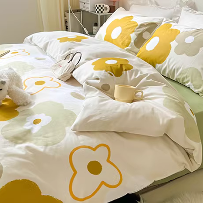 Bộ chăn ga gối cotton bốn mảnh nguyên chất bao gồm chăn bông đơn giản 1,5 / 1,8M Bộ đồ giường cotton đôi - Trang bị Covers