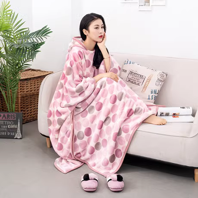 Bộ đồ ngủ ca cao nở hoa phục vụ mùa thu và mùa đông của nữ quân đội cotton xanh dày cộng với bộ đồ ngủ nhung Áo choàng nhung cotton có thể mặc bên ngoài - Night Robe