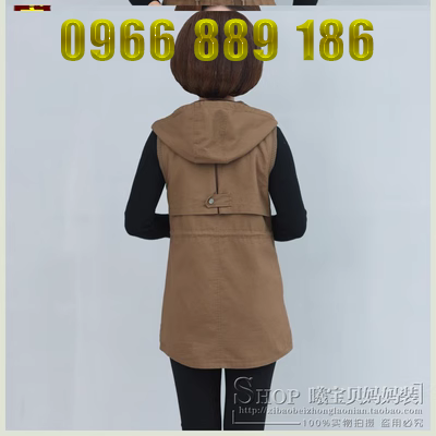 . Áo vest nữ trung niên và cao tuổi mùa xuân và mùa thu mỏng phần lớn vest vest mẹ đầm mùa thu giữa dài - Áo vest