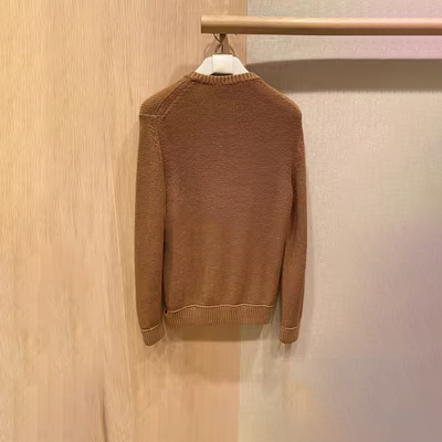 Loro Piana mùa xuân và mùa hè quầy nam kaki cổ tròn giản dị - Cặp đôi áo len