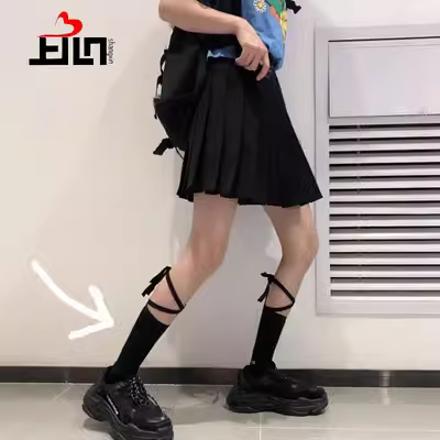 Vớ băng bó ngang bắp chân tất châu Âu và Hoa Kỳ bếp núc bê bít tất tay bungee mùa xuân và mùa hè lưới màu đỏ đồng phục mùa hè cá tính - Vớ giảm béo