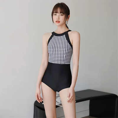 Áo tắm tam giác đơn giản dây đeo vai màu đen áo tắm một mảnh nữ hở lưng và mỏng lướt sóng bãi biển spa thư kỳ nghỉ - Bộ đồ bơi One Piece