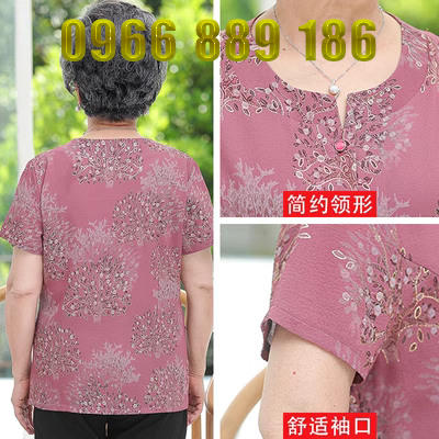 Áo sơ mi nữ trung niên và cao tuổi mùa hè Áo bà mẹ 60-70-80 tuổi Áo sơ mi tay ngắn bà già quần áo phù hợp với bà ngoại - Quần áo của mẹ