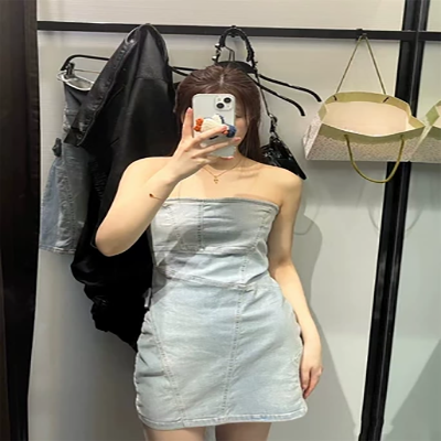Bộ váy quây của phụ nữ hai mảnh phù hợp với hoa nữ che bụng gợi cảm quây ngọn vui tươi tuổi trẻ dây đeo phù hợp với váy - Bộ đồ