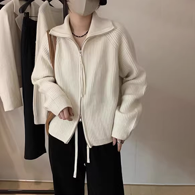 Cao cấp kinh doanh bình thường nam vòng cổ áo len dây kéo áo thun cashmere tinh khiết áo len dày đáy quà tặng - Kéo qua