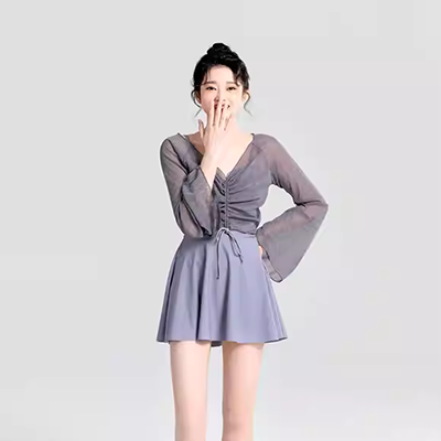 Áo tắm nữ kho báu áo tắm cho bé bốn tuổi một tuổi rưỡi thoáng khí bó sát trẻ em hàn quốc màu hồng tím đi biển trọn bộ cho bé - Bộ đồ bơi của Kid