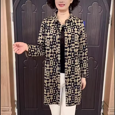 2020 Áo khoác cotton thêu dành cho phụ nữ trung niên và người cao tuổi Kiểu áo gió cho mẹ kiểu phương Tây Áo khoác vừa và lớn - Trench Coat
