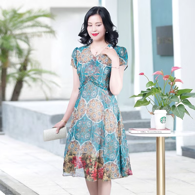 2020 mới mẹ trẻ trung tuổi ăn mặc của phụ nữ trung niên váy mùa hè váy quý tộc nước ngoài trung niên 40 tuổi 50 - Phụ nữ cao cấp