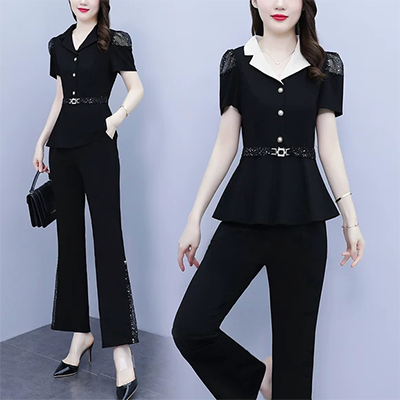 Chất liệu cotton trắng và linen phù hợp với nữ 2019 hè mới rộng kích thước lớn thời trang giản dị chân rộng quần linen hai mảnh thủy triều - Bộ đồ