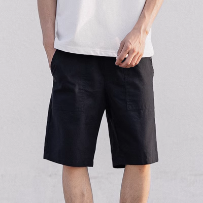 Có cá chép kiểu Trung Quốc quần short nam thẳng quần dài năm điểm quần quần đi biển quần mùa hè quần lanh nam quần short - Quần short