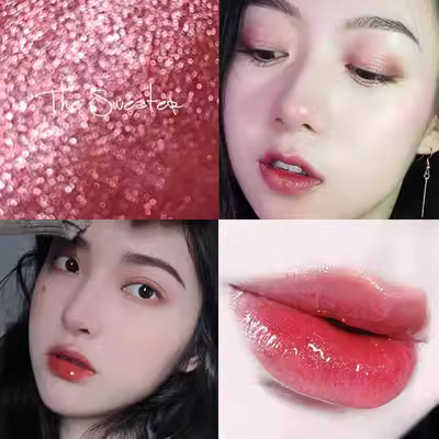 .bling Polarized Unicorn Lip Glaze Shiny Crystal Ice Diamond Lip Gloss Màu tím Tím Màu tím xếp chồng lên nhau Son bóng Vỏ bột Bộ trong - Son bóng / Liquid Rouge